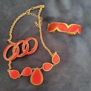 Red & Gold-Tone Jewelry ~ Necklace ~ Bracelet ~ Brooch ~ Y2k ~ 90s ~ Blue